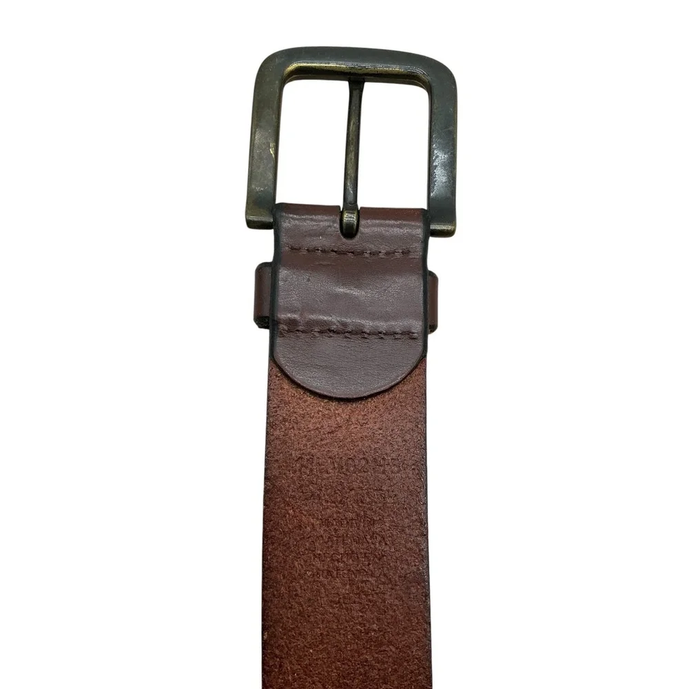 Levis Brown‎ Genuine Leather Belt Antique Brass Buckle Size 42 11LV0295